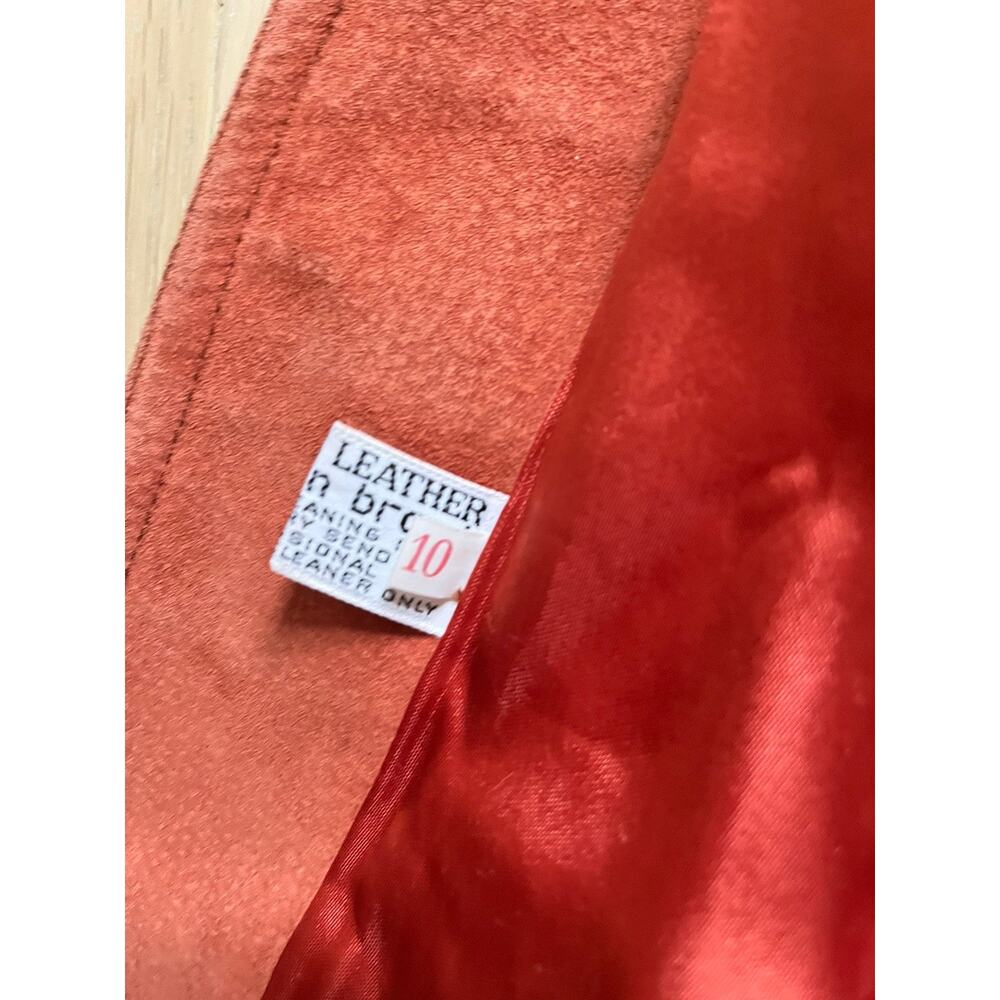 1970s Vintage Cognac Suede Leather Duster Coat Sz 10 Made in Brazil Streetwear - Picture 8 of 16